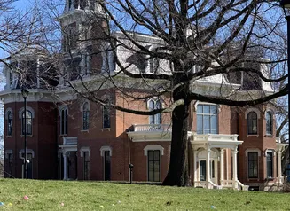 Terrace Hill with colorful Easter eggs hidden on the lawn